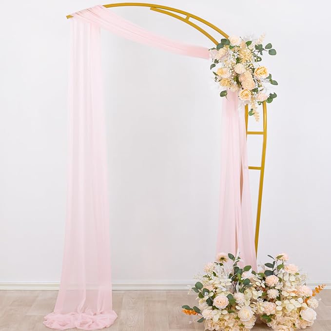 Socomi Blush Pink Wedding Arch Draping Fabric 29" x 20Ft 2 Panels Sheer Outdoor Curtain Drapes Extra Long for Bridal Baby Shower Ceremony Birthday Party Decor