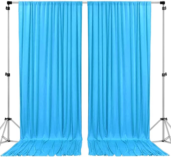 AK TRADING CO. 10 feet x 10 feet Polyester Backdrop Drapes Curtains Panels with Rod Pockets - Wedding Ceremony Party Home Window Decorations - Turquoise