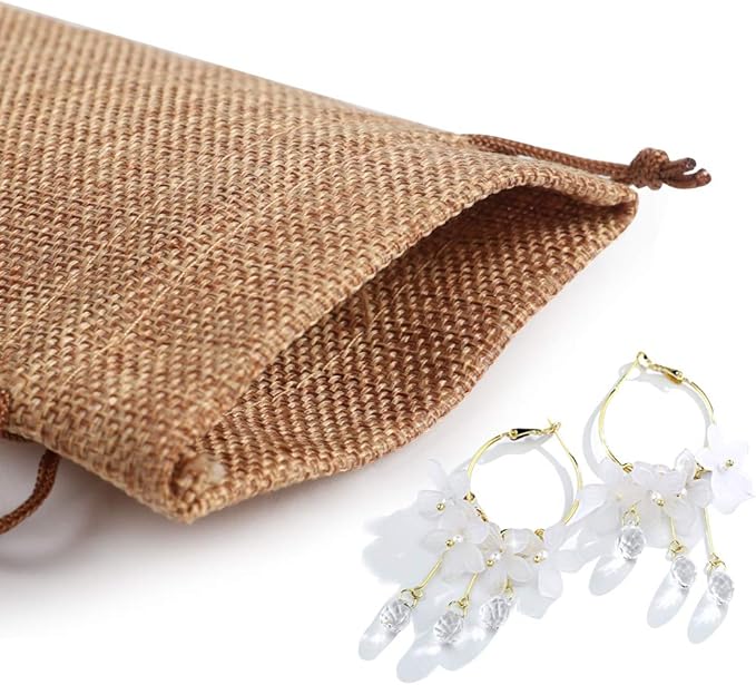 Gift Bags - Coffee Burlap Drawstring Bags, 4 x 6 Inch, Pack of 100