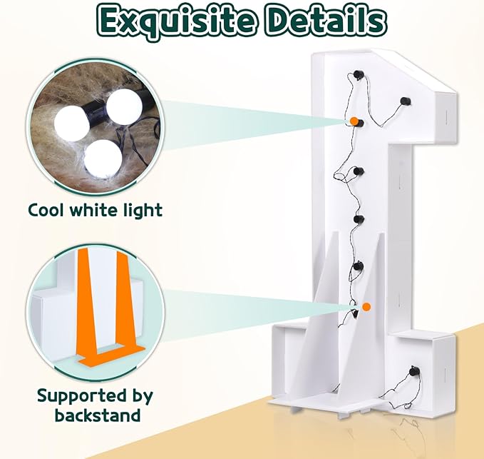 Marquee Numbers 3 Feet Tall Big Light Up Numbers 25th Birthday Decorations Women Men Graduation Decorations 2025 White Anniversary Party Decor Large Cardboard Prop Backdrop Sign 25