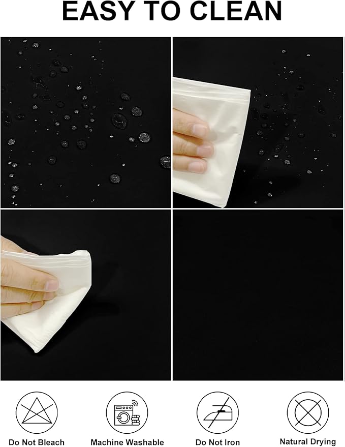 Black Rectangle Polyester Tablecloth, Waterproof and Wrinkle Free