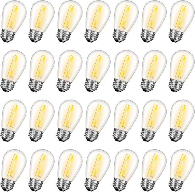LED S14 Bulbs, 28 Pack Warm White Waterproof for String Lights