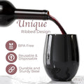 Stemware: Unbreakable Stemless Plastic Wine Glasses, 48 Count, 12 oz