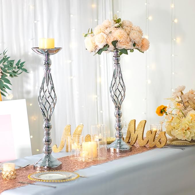 Candlestick Holders 10 Pack 23.2-Inch Metal Floral Centerpiece Stands