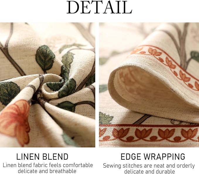 Floral Square Tablecloth 67 x 67 Inch, Linen-Polyester Blend