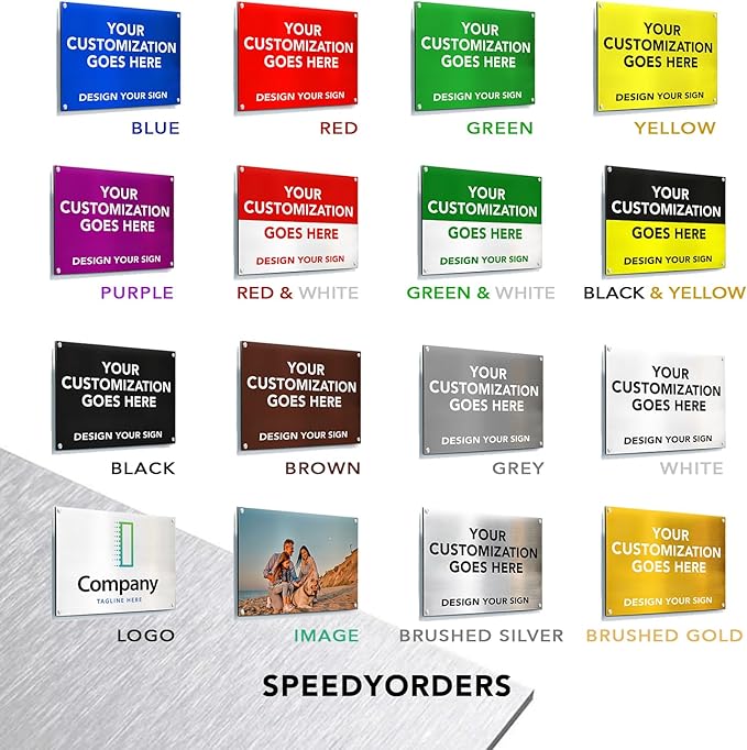 Custom Metal Signs, Personalized Aluminum, Business Safety Signs, Waterproof Outdoor, White Aluminum (Brown Background, 42x28 In)