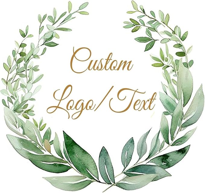Custom Stickers for Weddings, Birthdays & Businesses - Personalized Labels with Your Logo - Waterproof, Fade and Heat Resistant - Pack of 100-1000 (Wreath D, 3 Inch)