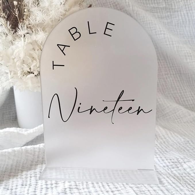 Table Number Signs 1-10, Frosted Acrylic Arch with Stands, 5x7 Inch