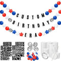 Giant Friendship Bracelet Garland Kit, DIY Birthday Banner with Letters Ball Jumbo Customizable Friendship Bracelet Decor for Halloween Christmas Wedding Party(White, Red, Blue)