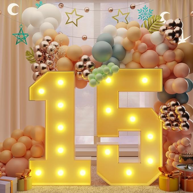 Party Marquee Number 15 Sign, 3 Ft Light Up Decoration