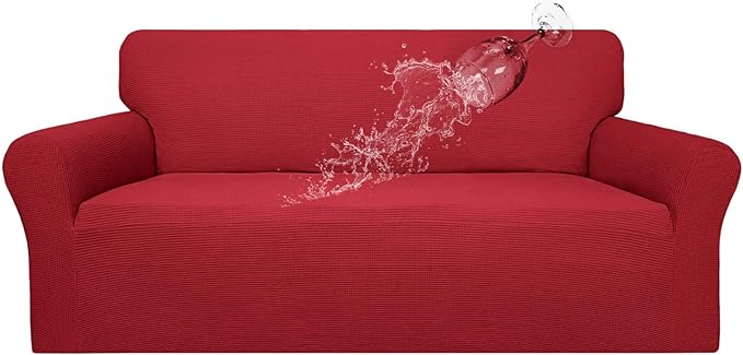 Sofa Slipcover in Christmas Red, Waterproof, Fits 60-81 Inch Seats