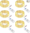 btfarm 6 Pack Fairy Lights Battery Operated with Timer, 2M 20 LED Mini String Lights Waterproof, 3 Modes Silver Wire Small Fairy Light for Jars Bottle Vases Christmas Table Decoration, Warm White