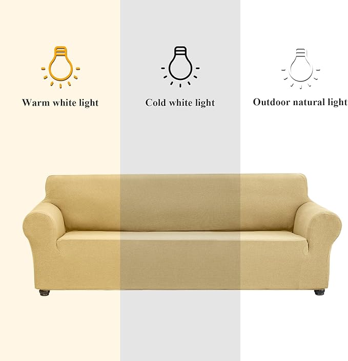Sofa Slipcover in Champagne with Stretch Fit and Water-Repellent Finish