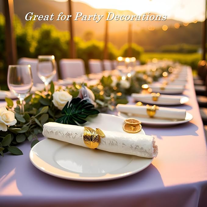 Gold Leaf Napkin Rings, 50 Pack Metal Holders, 1.77 Inch Diameter