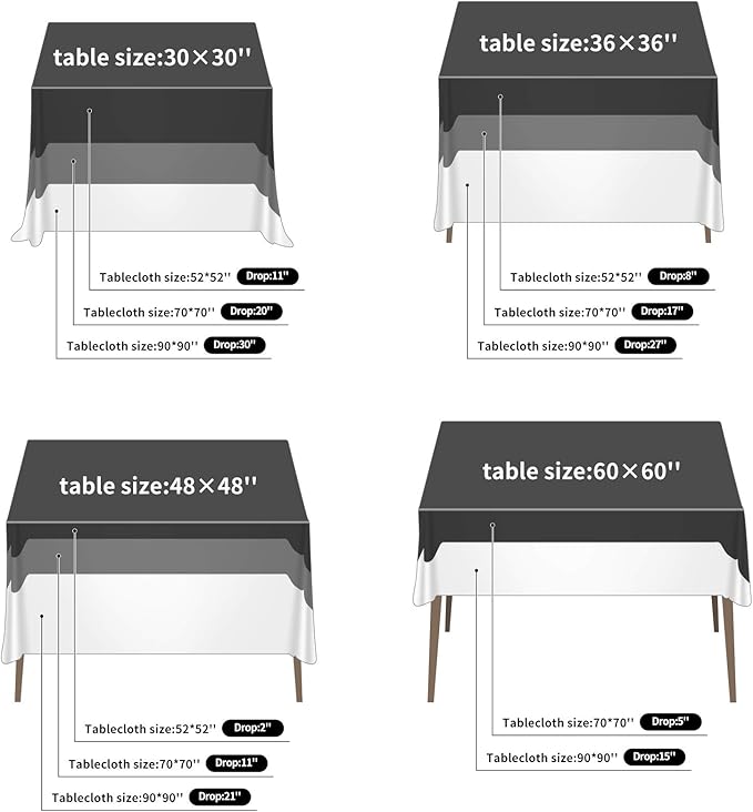 Cupuamon Square Tablecloth 70x70 inch Washable Polyester Fabric Table Cloth for Wedding Party Dining Banquet Decoration（70x70,Black）