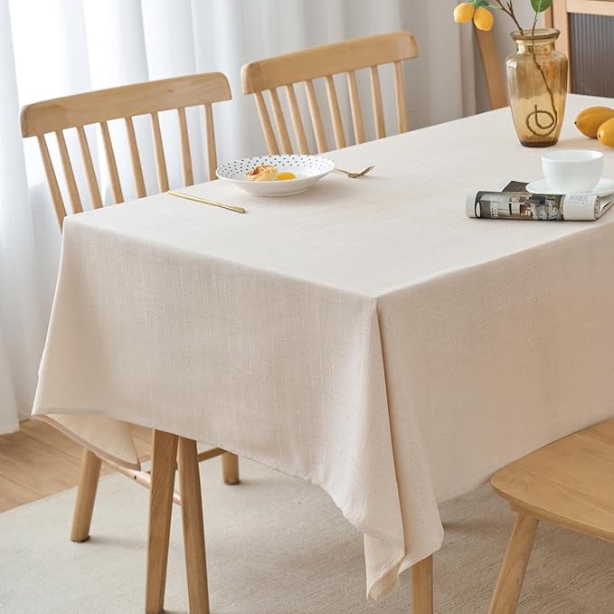 NLMUVW Square Linen Tablecloth 54 Inch, Champagne Table Cloth Textured Water Resistant Farmhouse Rustic Table Cover for Kitchen Dining Café, 54 x 54 Inch