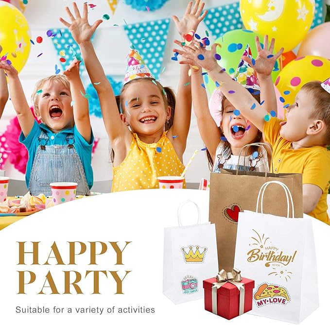 Gift Bags, Brown Kraft Paper, 5.25 x 3.75 x 8 Inch, Pack of 300