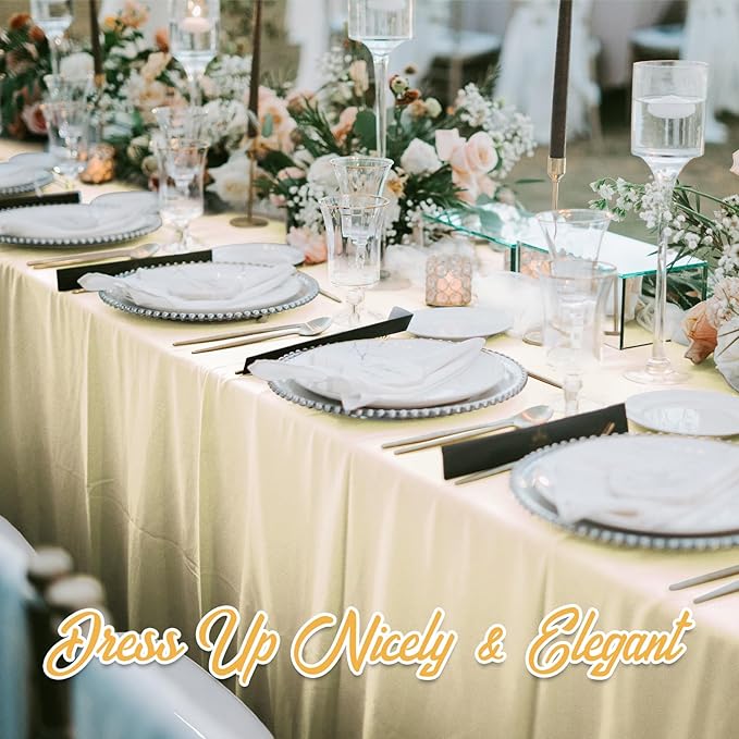 BRILLMAX 6 Pack Beige Tablecloths 70 x 120 Inch for 6ft or 8ft Rectangle Tables - Rectangular Bulk Linen Polyester Fabric Washable Cloth Cover for Wedding Reception Banquet Birthday Party