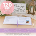 Guestbook with 110 Lined Pages, Vegan Leather Cover, Lavender Purple