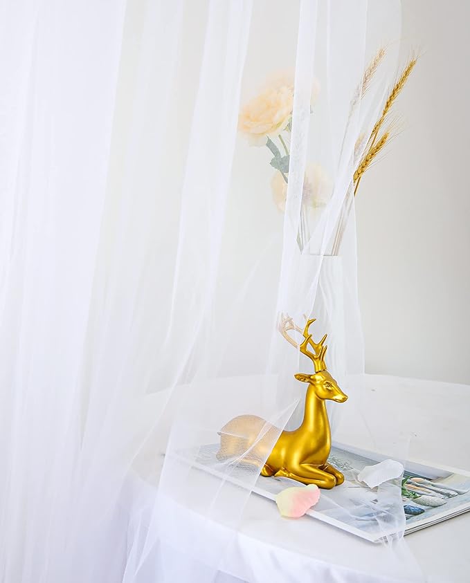 White Tulle Backdrop Curtain for Parties Wedding 10ft x 8ft Sheer Backdrop Curtains for Bridal Shower Birthday Party Baby Shower Ceiling Drapes Christmas Photo Decorations 2 Panels 5ft x 8ft