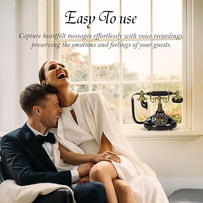 Guestbook Phone with Voice Recording, Vintage Style, 8GB SD Card Included