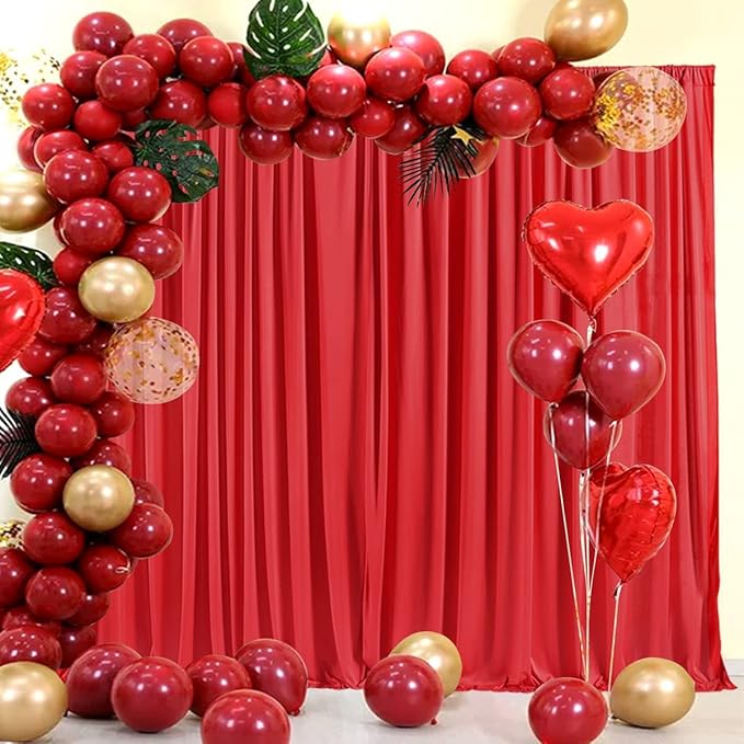 AK TRADING CO. 10 feet Wide x 12 feet Long IFR Polyester Backdrop Drapes Curtains Panels with Rod Pockets - Wedding Ceremony Party Home Window Decorations - (RED)