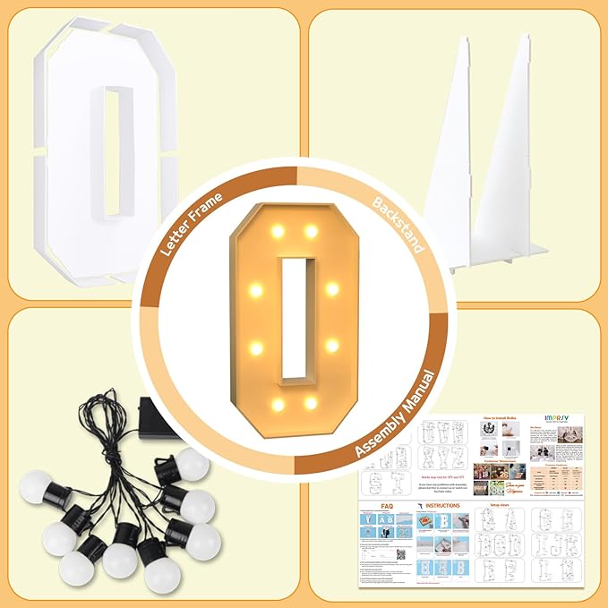 Party Supplies Light Up Marquee Letter O, 3 Ft Foam Board with Bulb String