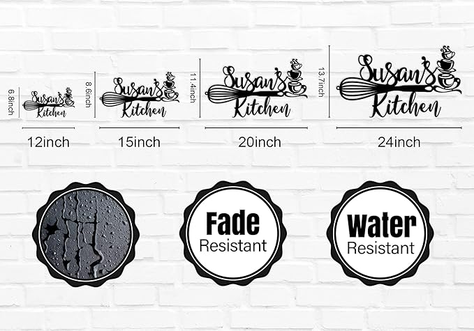 Custom Kitchen Name Sign, Personalized Kitchen Metal Sign, Kitchen Art Wall Decor, Kitchen Signs Wall Decor, Metal Wall Art, Kitchen Decor, Mothers Day Gift, Mom's Kitchen, Gift for Grandma