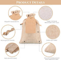 Burlap Gift Bags 100 Pack, Light Brown with Drawstring and Kraft Tags