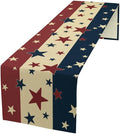 Memorial Day Table Runner, 4th of July American Patriotic Independence Day Stars Stripes Print Table Runne for Summer Holiday USA Home Decoration Party,13x70inch