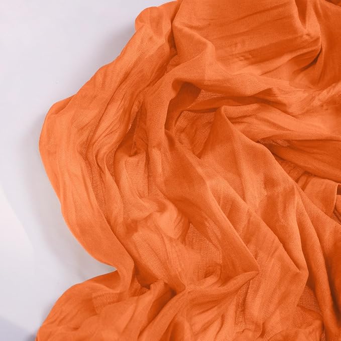 Orange Cheesecloth Table Runner Halloween Orange Table Runner Boho Gauze 120 Inches Cheese Cloth Fall Table Decorations for Thanksgiving Weddings Bridal Baby Shower Party Decor