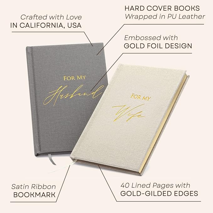 Wedding Vow Guestbooks Set of 2, Hardcover with Ribbon Bookmark
