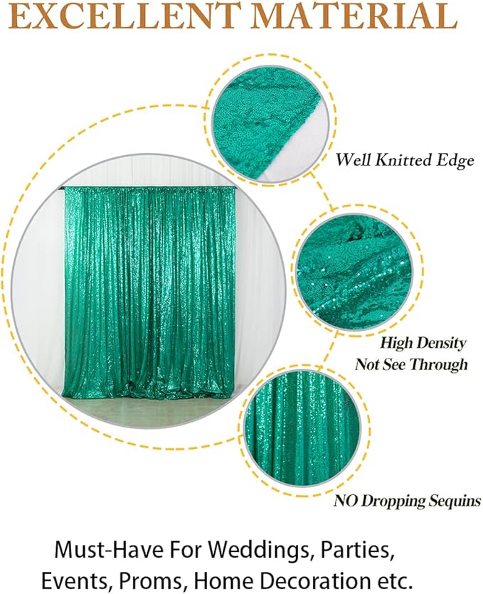 ShinyBeauty Sequin Backdrop 7FTx7FT Green Sequins Fabric Drapes Sparkle Backdrops for Photoshoot Glitter Curtain Birthday Party Christmas Shimmer Background