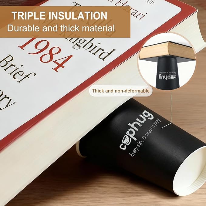 Cups, 16 oz Paper Hot Cups with Lids and Sleeves, 100 Count