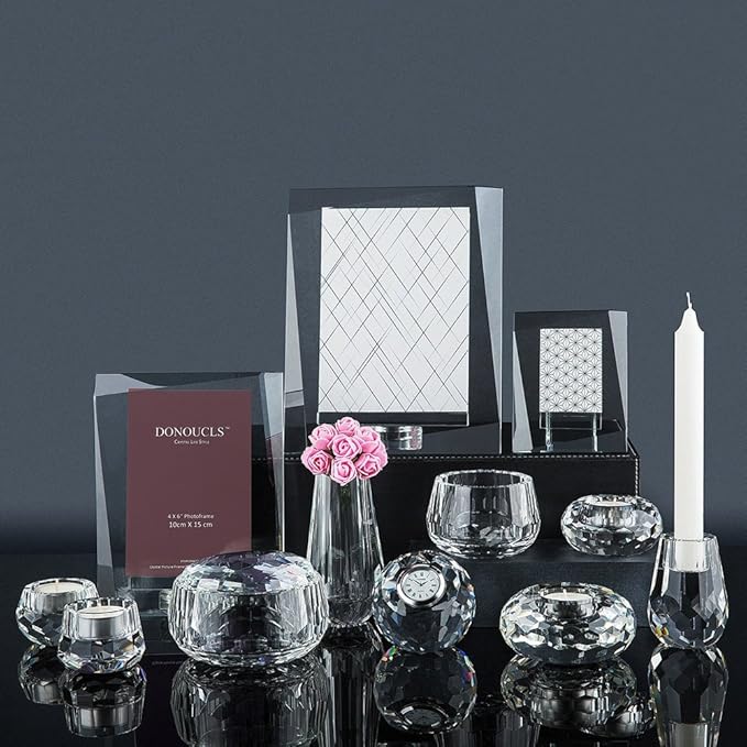 Napkin Rings Set of 4 Clear Crystal Square Holders for Dinner Tables