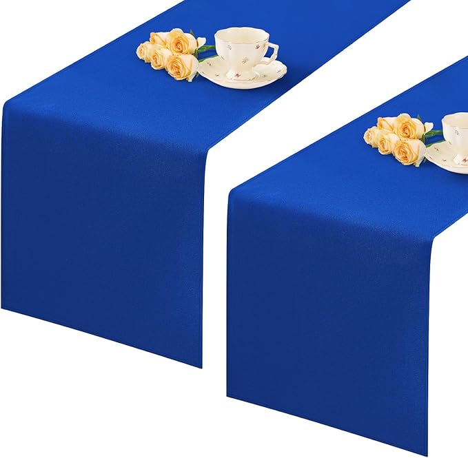 2 Pack Blue Table Runner 12 x 72 Inch Solid Color Farmhouse Runners Coffee Table Dresser for Daily Party Home Decoration