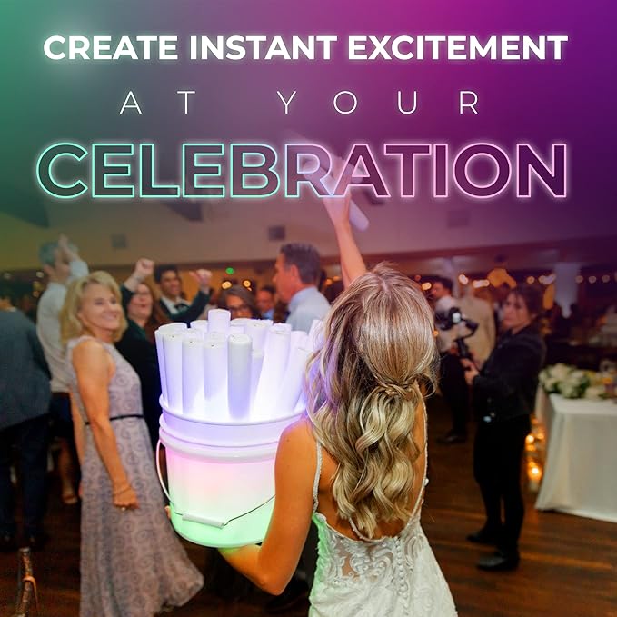 100 Orange Foam Glow Sticks - 16" Light Up Sticks for Wedding, Parties & Dancing