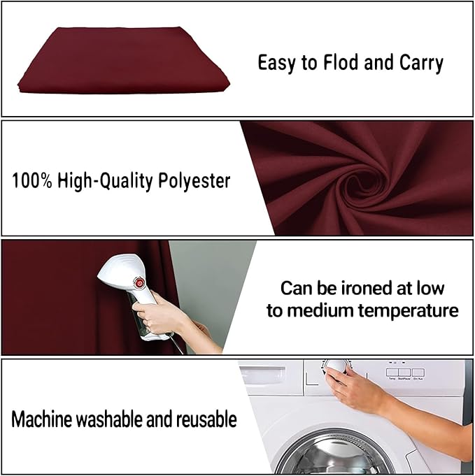 6x9FT Burgundy Red Screen Backdrop for Photography Photo Booth Wine Red Backdrop for Photoshoot Background