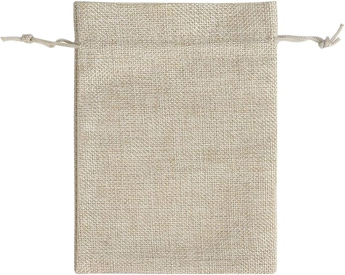 Cream Burlap Gift Bags with Drawstring, 4 x 6 Inch, Pack of 100