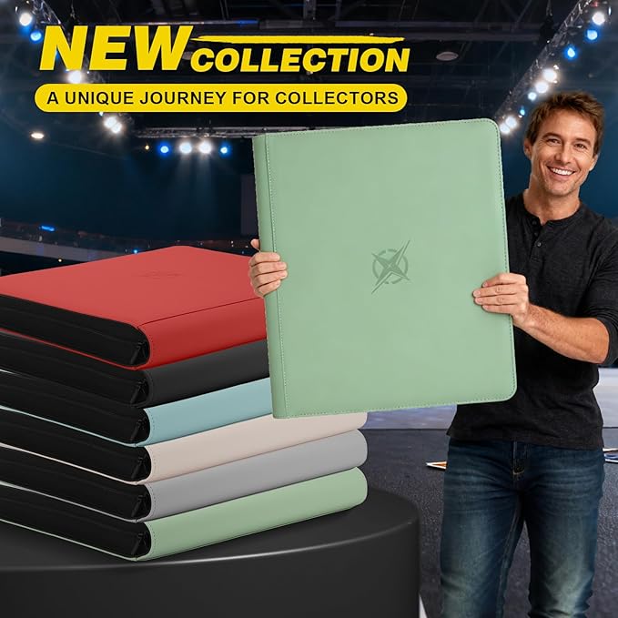 20-Pocket Card Binder, Trading Card Binder Holds 2000 Cards, Premium Zippered Trading Card Album Compatible with TCG, Game & Sports Cards (Soft Green)