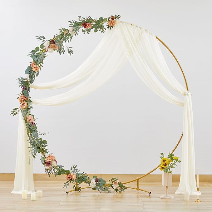 Wedding Arch Draping Fabric, 1 Panel 28" x 19Ft Ivory Arch Drapes Sheer Backdrop Curtain for Wedding Ceremony Party Ceiling Decor