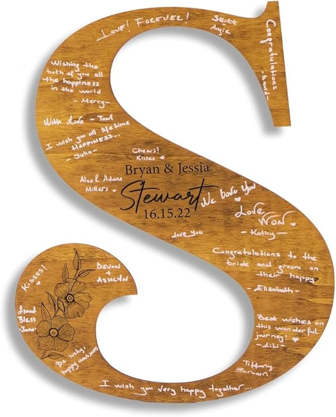 Decorative Wedding Guest Book Sign Plaque in Wood, 12 to 30 Inch Letters