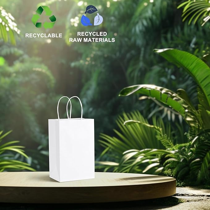 METRONIC White Paper Gift Bags with Handles, 5.25x3.75x8 inches, 1000 Pcs