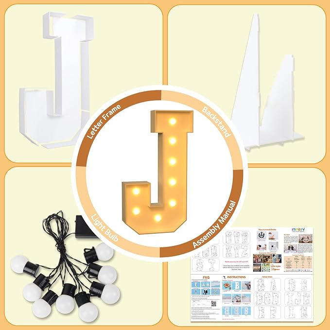 Party Decor Light Up Marquee Letter J, 3 Ft Foam Board Sign