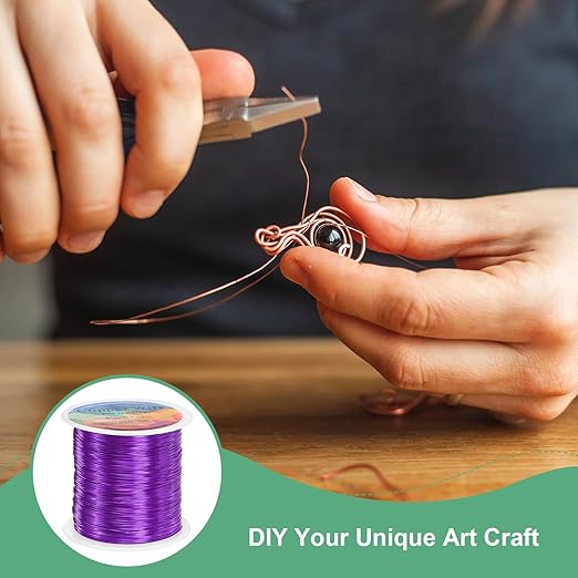 2-Rolls 0.4mm Jewelry Wire, 26 Gauge 328FT Craft Wire Copper Beading Wire for Jewelry Making/Planting/Weaving/DIY Crafting, Soft Metal Wires [100M, Purple]