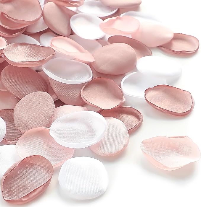 Floroom 300pcs Rose Petals Dusty Rose Blush Faux Silk Flower Petals for Wedding Flower Girl Basket Aisle Scatter Dinner Table Centerpieces Party Confetti Bridal Shower Romantic Night Decoration