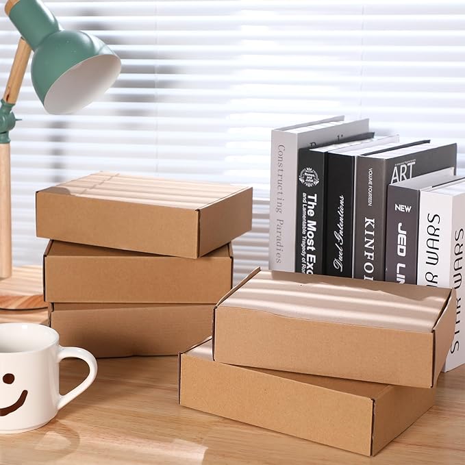 Qilery 100 Pcs Shipping Boxes Cardboard Gift Corrugated Cardboard Brown Boxes Mailer Packaging for Mailing Small Business Present (7.87 x 5.51 x 1.57 Inches)