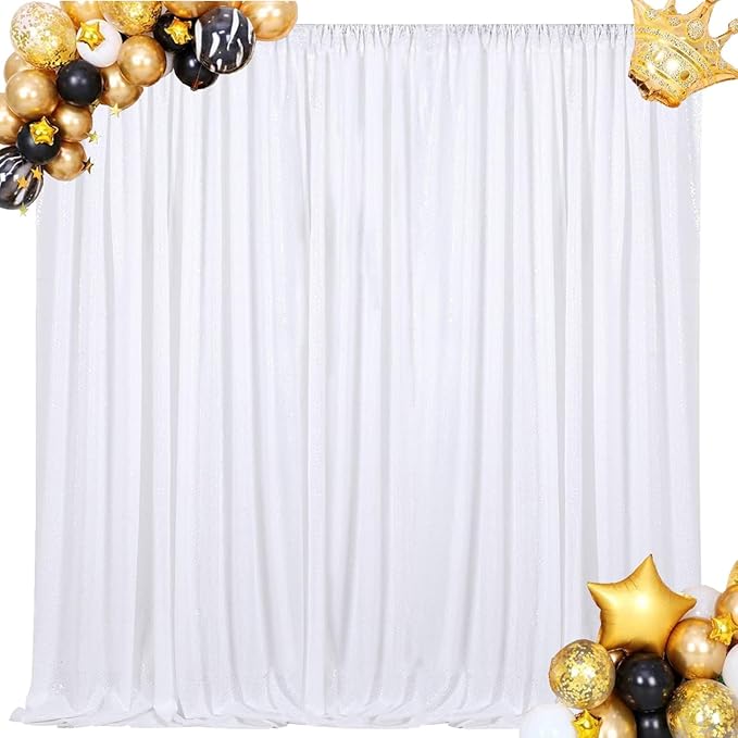 White Sequin Backdrop Curtain 7ft x 7ft Party Backdrop Curtains Sparkly Photo Backdrop for Party Wedding Birthday Wall Decoration