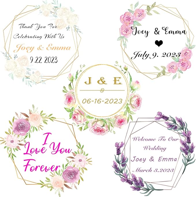 100 Pack Custom Stickers Personalized Labels for Business Logo Customized Vinyl Wedding Favors Birthday Baby Bridal Shower Make Your Own Decals