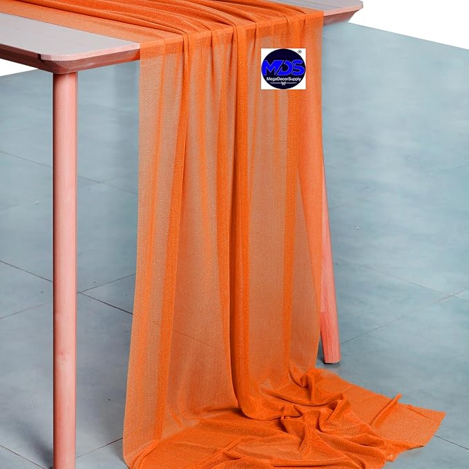 MDS Halloween Chiffon Table Runner - 20 Pack, 29 x 170 Inches, 14ft Each - Sheer Spooky Table Runners for Haunted House Parties, Trick-or-Treat Tables, Witchy Décor, Wedding & Events - Orange